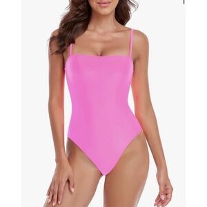 NEW Relleciga Fuchsia One Piece Swimsuit Square Neckline Size Medium